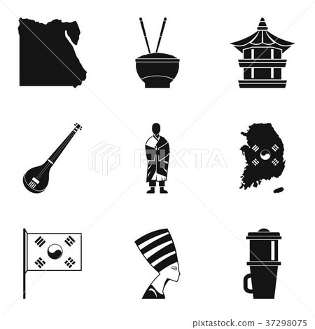 Temple icons set, simple style 37298075