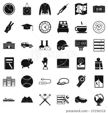 Wall clock icons set, simple style Wall clock icons set, simple style 37298318