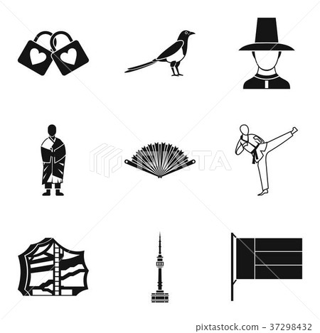 Asian country icons set, simple style 37298432
