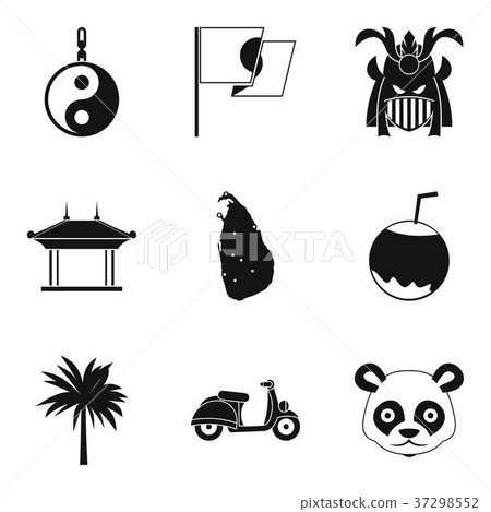 Traveling in Asia icons set, simple style 37298552