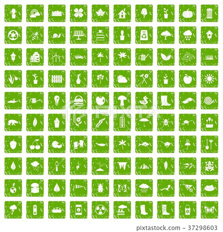 100 garden stuff icons set grunge green 100 garden stuff icons set grunge green 37298603