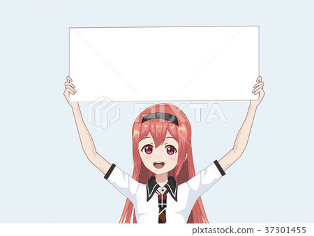 Japanese Asian woman holds in hands over head 37301455