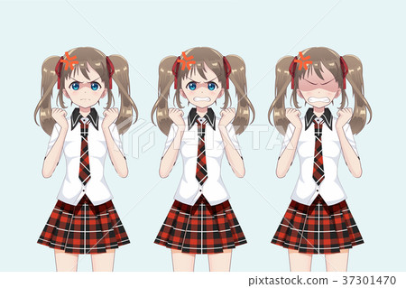 group of anime (manga) girls of schoolgirls group of anime (manga) girls of schoolgirls 37301470
