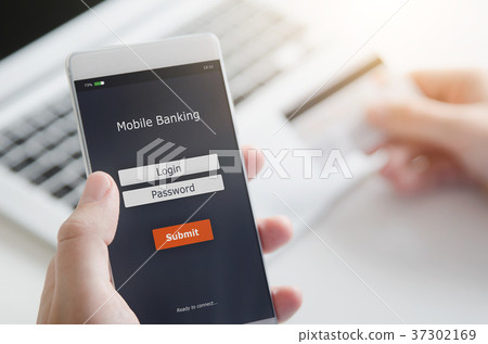 Login to mobile banking account on smart phone Login to mobile banking account on smart phone 37302169