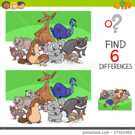 find differences with funny animal characters 37302460