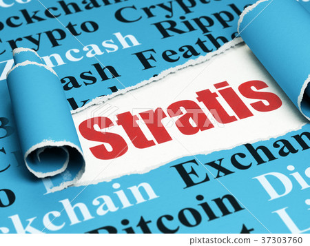 Blockchain concept: red text Stratis under the Blockchain concept: red text Stratis under the 37303760