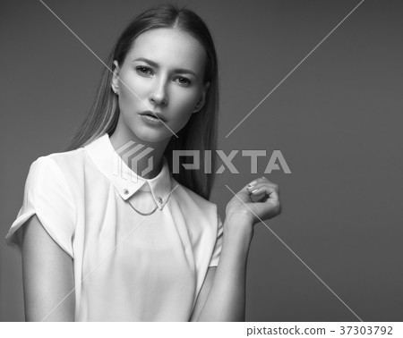 sexy fashion model with long hair, young European 37303792