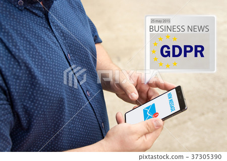 GDPR Message received an e-mail on a mobile phone GDPR Message received an e-mail on a mobile phone 37305390