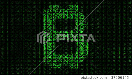 Bitcoin symbol made of green figures on a black Bitcoin symbol made of green figures on a black 37306145