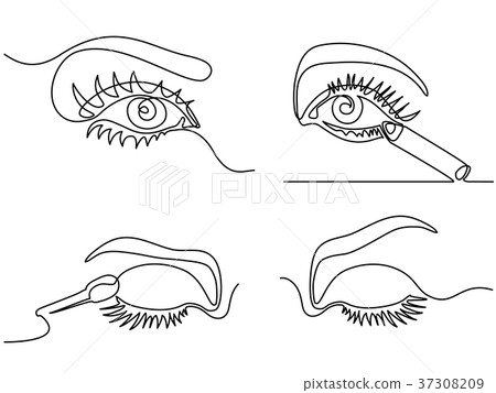 Set continuous woman eye make up logo 37308209
