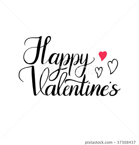 Happy Valentine's hand drawn lettering design with Happy Valentine's hand drawn lettering design with 37308437