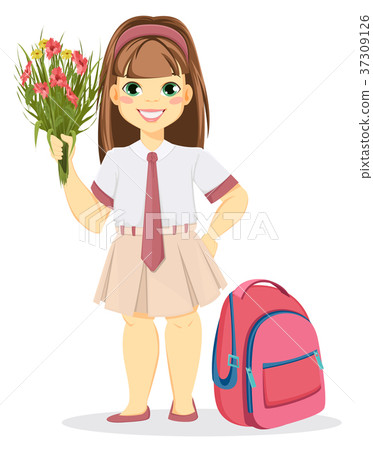 school girl with backpack