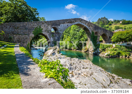 Old Roman stone bridge in Cangas de Onis Old Roman stone bridge in Cangas de Onis 37309184