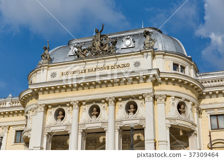 National theatre in the old town of Bratislava. 37309464
