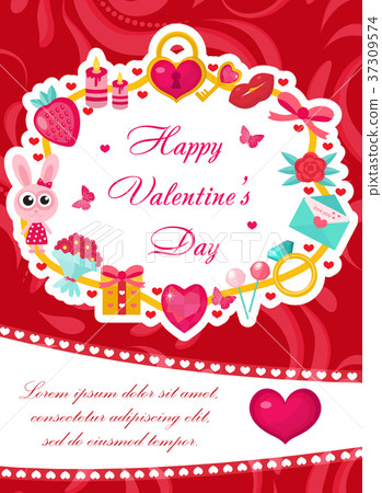 Happy Valentine's Day cute poster, invitation Happy Valentine's Day cute poster, invitation 37309574