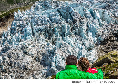 View on Argentiere glacier. Hiking to Argentiere View on Argentiere glacier. Hiking to Argentiere 37309909