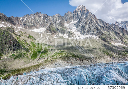 View on Argentiere glacier. Hiking to Argentiere 37309969