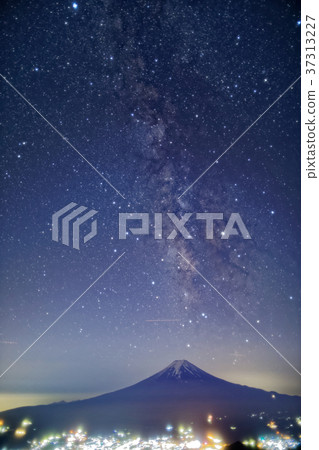 Mt. Fuji seen from Mt. Mito and the Milky Way in summer Mt. Fuji seen from Mt. Mito and the Milky Way in summer 37313227