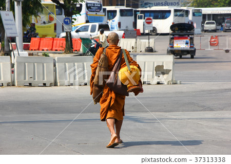 Buddhism monk Walking at Bus Station 37313338