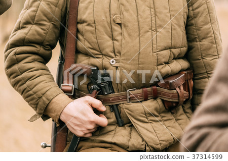 Nagan in the belt of a Soviet soldier, World War 2 37314599