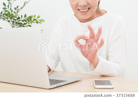 Senior and computer Senior and computer 37315689