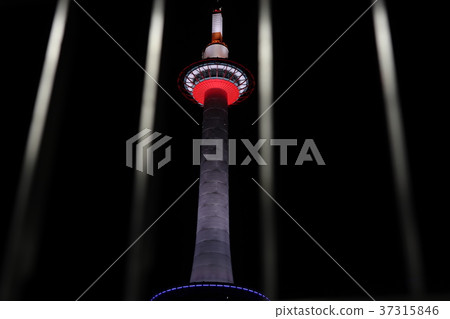 Shot of Kyoto Tower in front of JR Kyoto station in Shimogyo-ku, Kyoto-shi Shot of Kyoto Tower in front of JR Kyoto station in Shimogyo-ku, Kyoto-shi 37315846