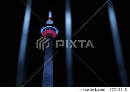 Shot of Kyoto Tower in front of JR Kyoto station in Shimogyo-ku, Kyoto-shi 37315848
