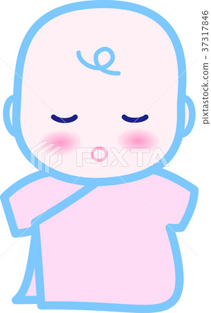 嬰孩逗人喜愛的藍色桃紅色0歲的孩子 37317846