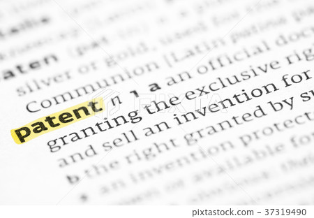 The word patent highlighted in a dictionary  37319490