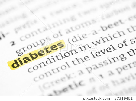 The word diabetes highlighted in a dictionary  37319491