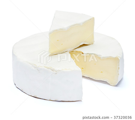 Round brie or camambert cheese on a white 37320036