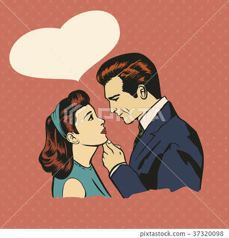 Illustration of Man Holding Women'S Chin 37320098