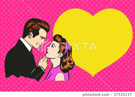 Illustration of Man Holding Women'S Chin Illustration of Man Holding Women'S Chin 37320137