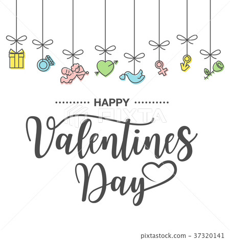 Valentines icon set in line art style, Vector Valentines icon set in line art style, Vector 37320141