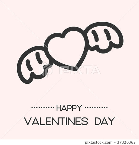 Heart with wings in line art style, Vector Heart with wings in line art style, Vector 37320362