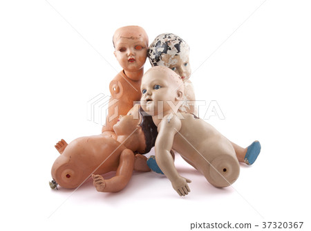 Creepy dolls isolated on white with clipping path  37320367