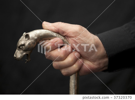 Old man with metal walking stick Old man with metal walking stick 37320370