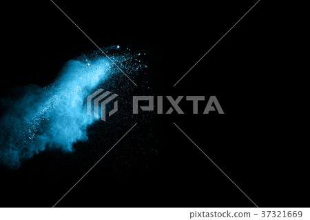 Freeze motion explosion of blue dust on a black Freeze motion explosion of blue dust on a black 37321669