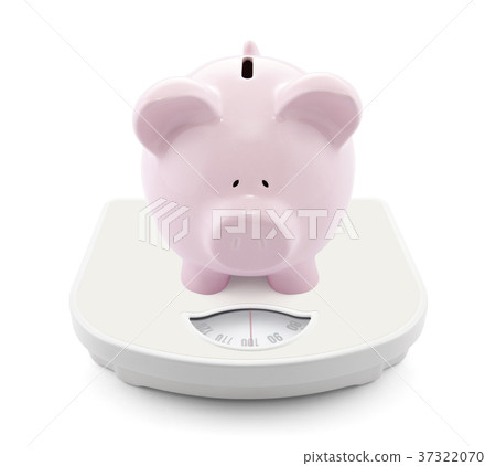 Piggy bank on scales Piggy bank on scales 37322070