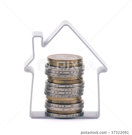 House and stack of euro coins  37322091