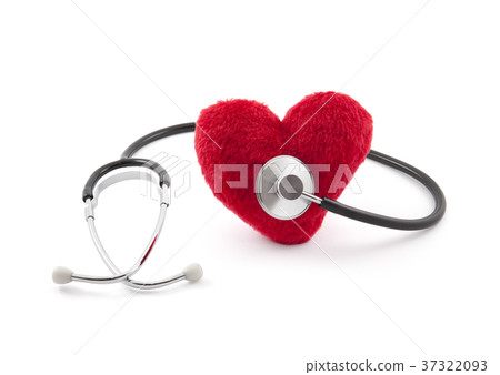 Medical stethoscope with red plush heart Medical stethoscope with red plush heart 37322093