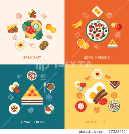 Digital vector breakfast meal fresh food and drink - Stock Illustration ...