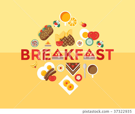 Digital vector breakfast meal fresh food and drink - Stock Illustration ...