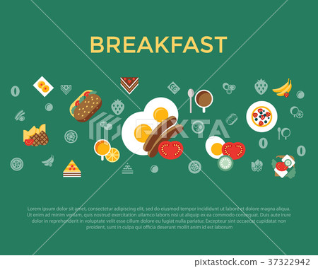 Digital vector breakfast meal fresh food and drink - Stock Illustration ...