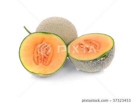 cantaloupe melon isolated on white background cantaloupe melon isolated on white background 37323453