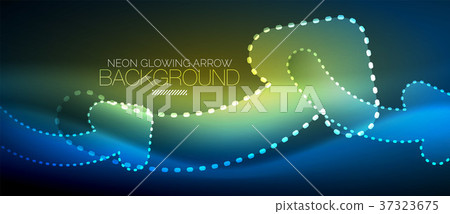 Neon techno arrow, digital abstract background Neon techno arrow, digital abstract background 37323675