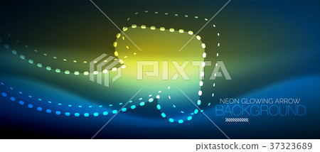 Neon techno arrow, digital abstract background 37323689