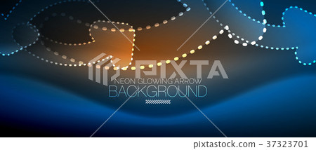 Neon techno arrow, digital abstract background 37323701