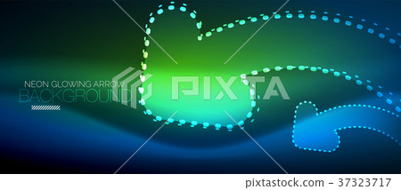 Neon techno arrow, digital abstract background Neon techno arrow, digital abstract background 37323717