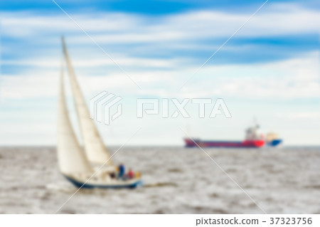 Blue sailboat - blurred image Blue sailboat - blurred image 37323756